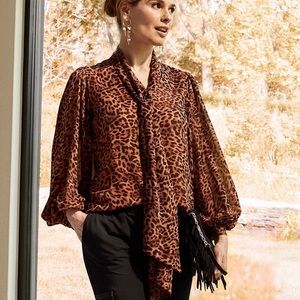 NEW Bow Blouse Animal Print Chicos
